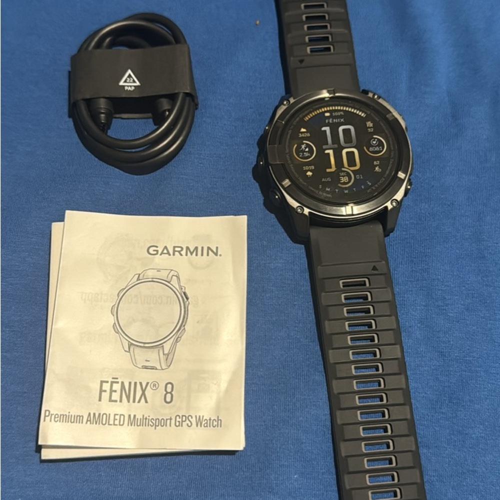 Garmin Fenix 8 GPS Watch with Black Strap